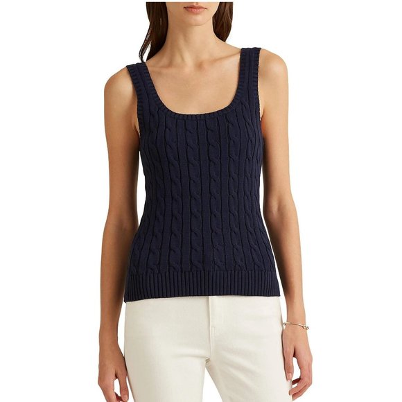 Lauren Ralph Lauren Tops - NWT Lauren Ralph Lauren Cable-Knit Sleeveless Sweater - French Navy - Size XL